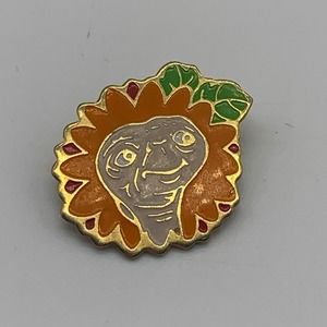 Vintage E T Extra Terrestrial with Orange Flower Pin Brooch